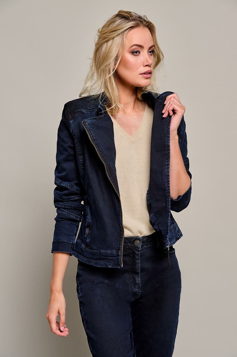 Blazer & Jackets Mart Visser | Britt Denim Biker Navy