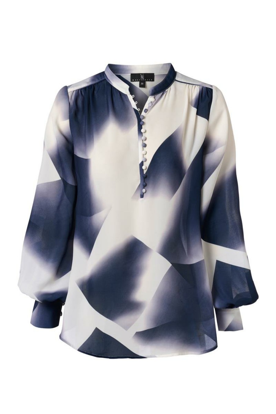 Blouses Mart Visser | Hayden Print Blouse Wit / Navy