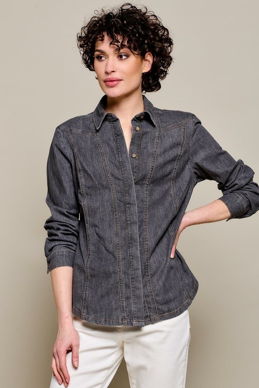 Blouses Mart Visser | Mill Denim Blouse Grijsblauw