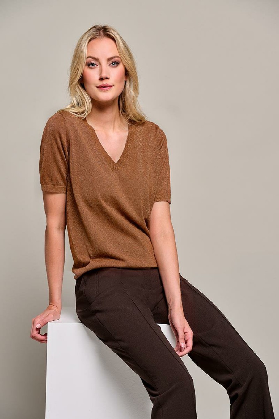 Tops & T-shirts Mart Visser | Gaby Lurex Top Bruin